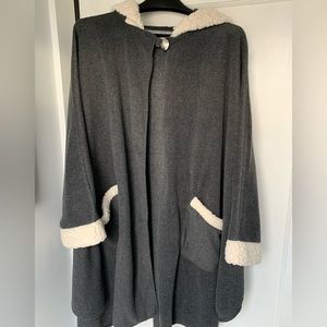 Fleece Charcoal Le Moda Poncho One Size Fits Most